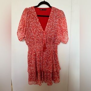 ZARA Floral Smocked Waist Dress
